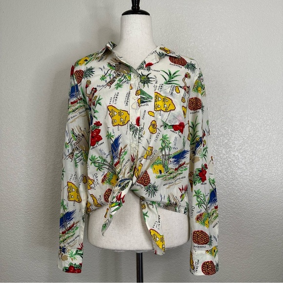 J. Crew Hawaiian 100% Cotton Button Down Long Sleeves Shirt, Sz Medium - Picture 1 of 12